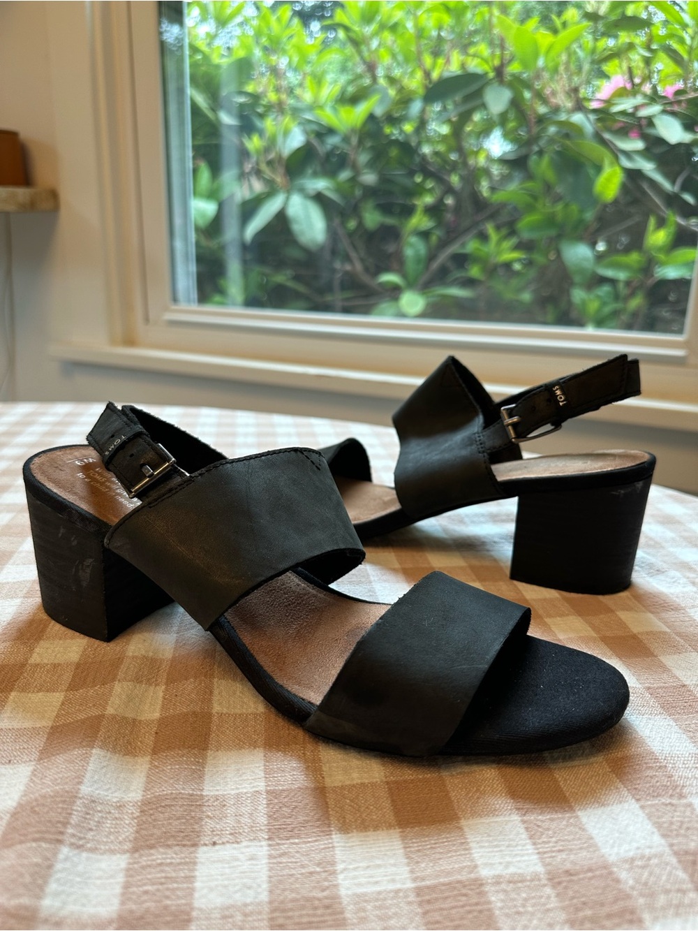 TOMS Poppy - 9W - Black Block Heel Open-Toe Sandals